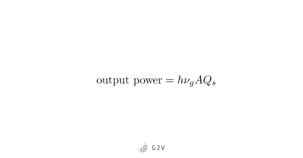 Total output equation for all absorbed energy by a solar cell from the Shockley paper.
