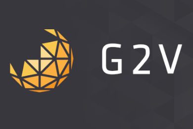 g2v optics logo on grey background