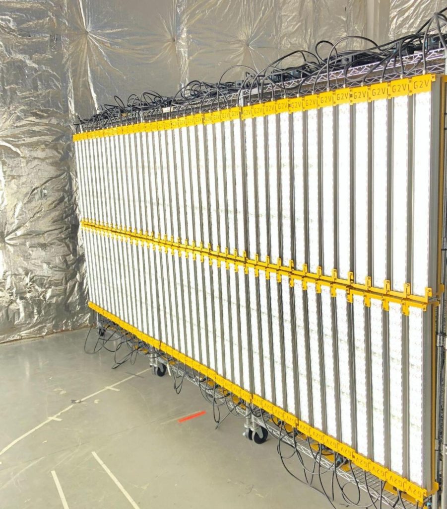 G2V solar simulator light array for NASA - white light turned on