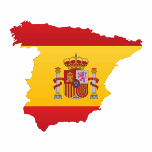 The country of Spain with the Spanish flag inlaid